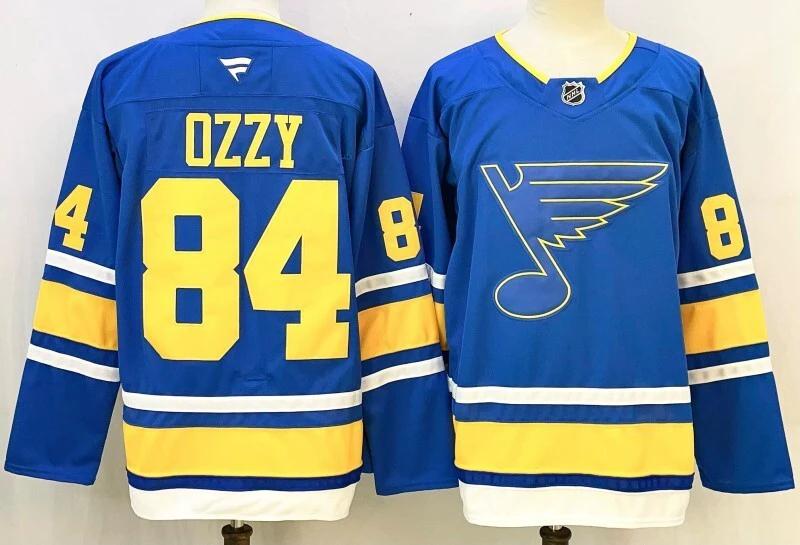 Ozzy Jersey #84 St. Louis Blues Premium Stitched Blue by Hockey David