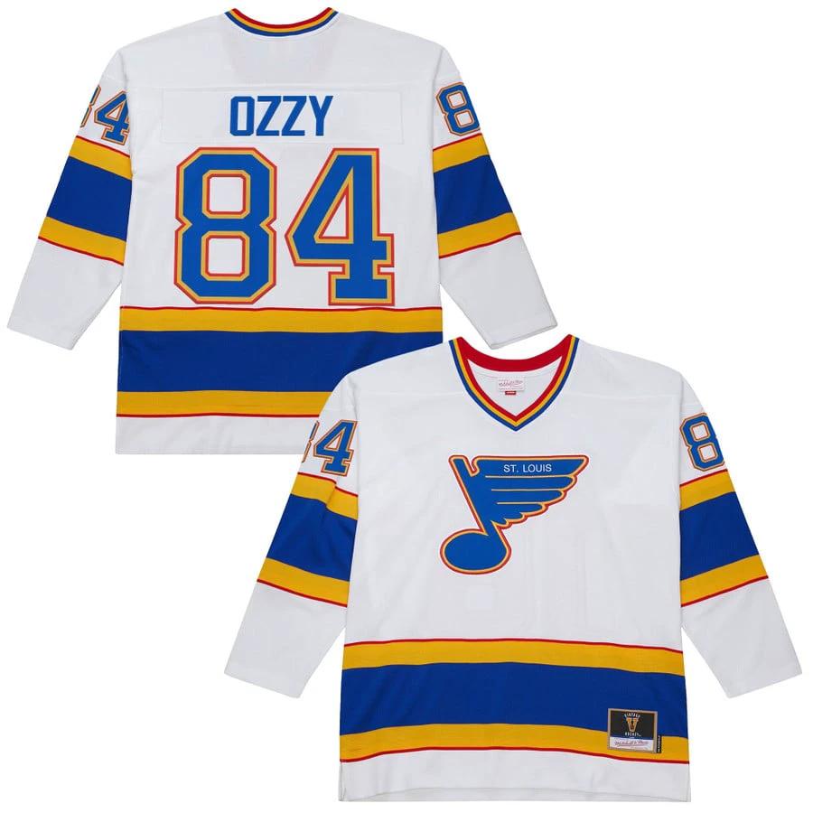Ozzy Osbourne Jersey #84 St. Louis Blues Throwback 1990-91 Power Play Stitched by Hockey David