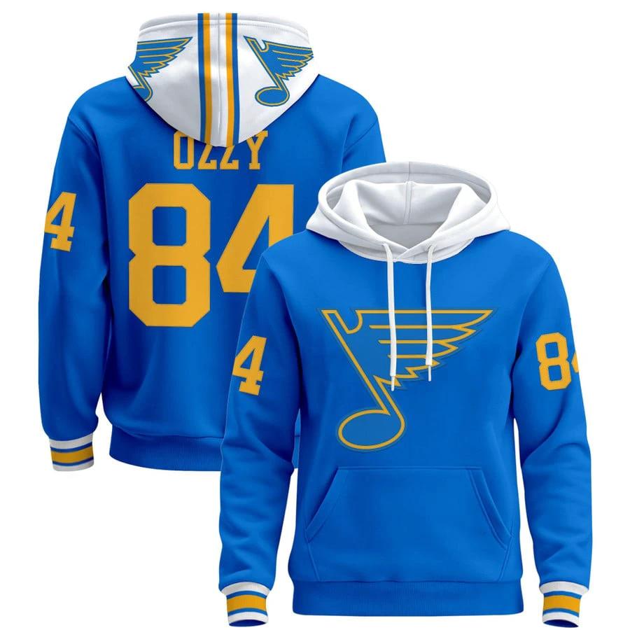 Ozzy Osbourne Hoodie #84 St. Louis Blues 2025-26 Premium Pullover Stitched by Hoodie Pullover