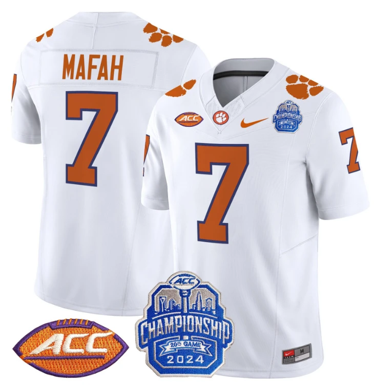 Phil Mafah Jersey #7 Clemson Tigers 2024 ACC Championship Patch White by My Store