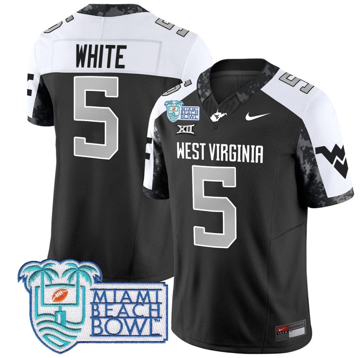 Pat White Jersey #5 West Virginia Mountaineers 2025 Miami Beach Bowl Alternate by My Store