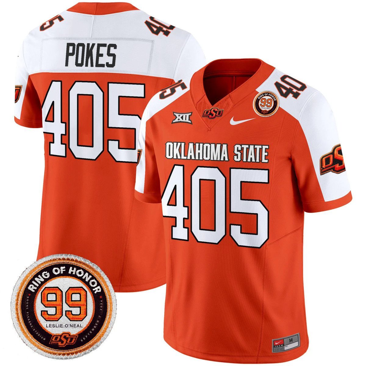 Pokes Jersey #405 Oklahoma State Cowboys 2025 Leslie O'neal Patch Orange Alter by My Store NCAA Football Jerseys