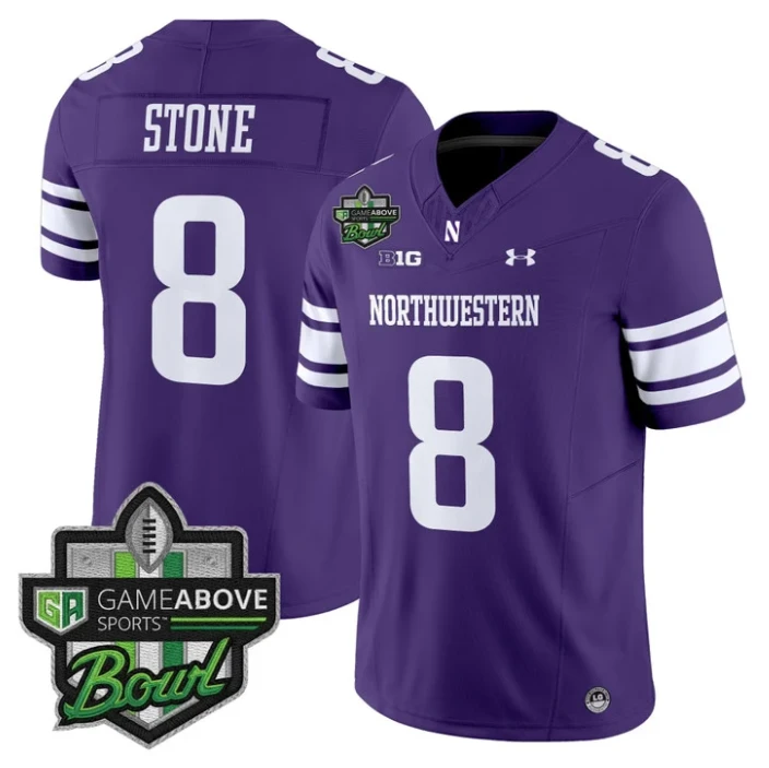 Preston Stone Jersey #8 Northwestern Wildcats 2025 GameAbove Sports Bowl by My Store NCAA Football Jerseys