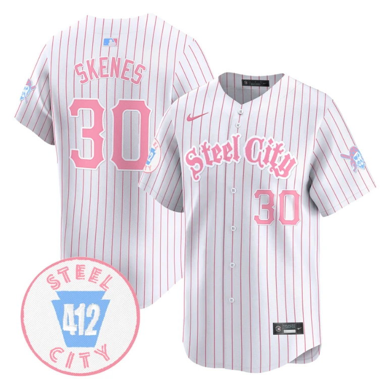 Paul Skenes Jersey #30 Pittsburgh Pirates Bubblegum Pink Vapor Premier Limited Stitched Pinstripe by My Store