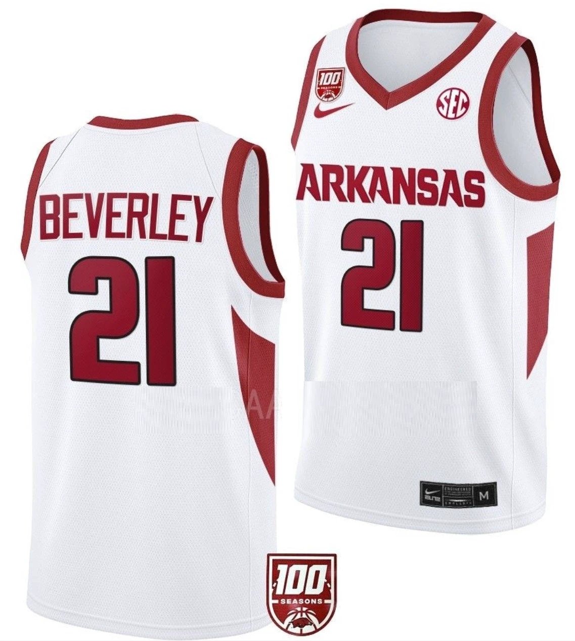 Patrick Beverley Jersey Arkansas Razorbacks College Basketball 100 Season #21 by My store basketball