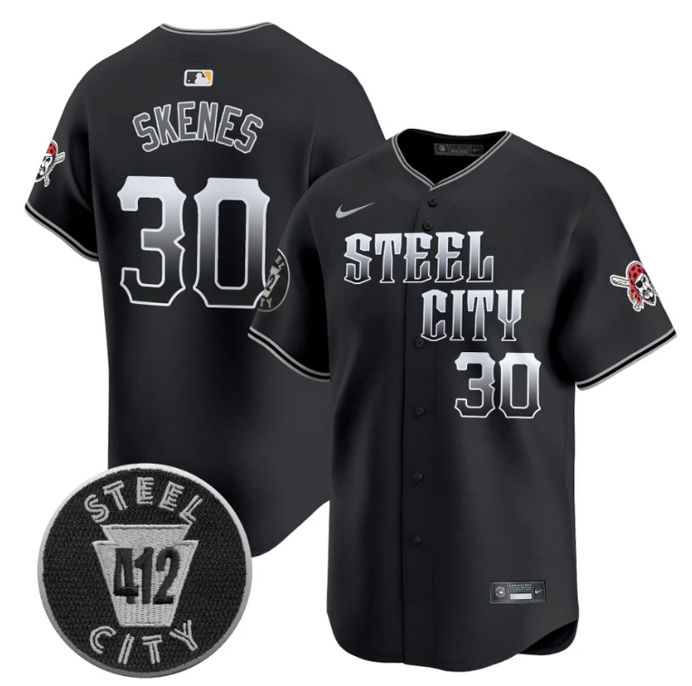 Paul Skenes Jersey #30 Pittsburgh Pirates 412 Patch Vapor Premier Limited V8 Stitched Black by My Store