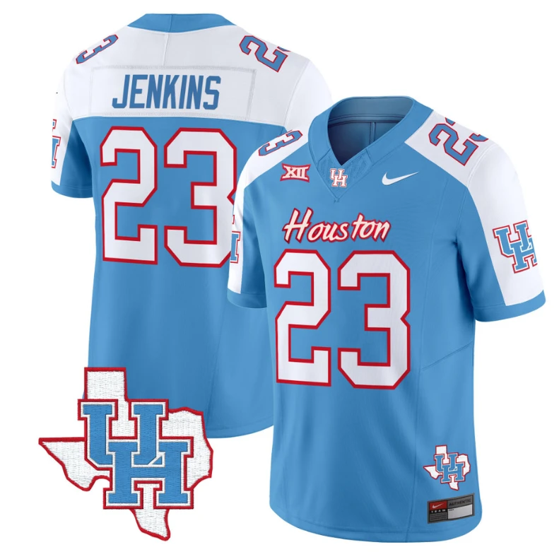 Parker Jenkins Jersey #23 Houston Cougars Oilers Inspired Vapor College Football Limited Stitched Blue Alterante by My Store