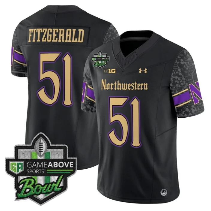 Pat Fitzgerald Jersey #51 Northwestern Wildcats 2025 GameAbove Sports Bowl by My Store NCAA Football Jerseys