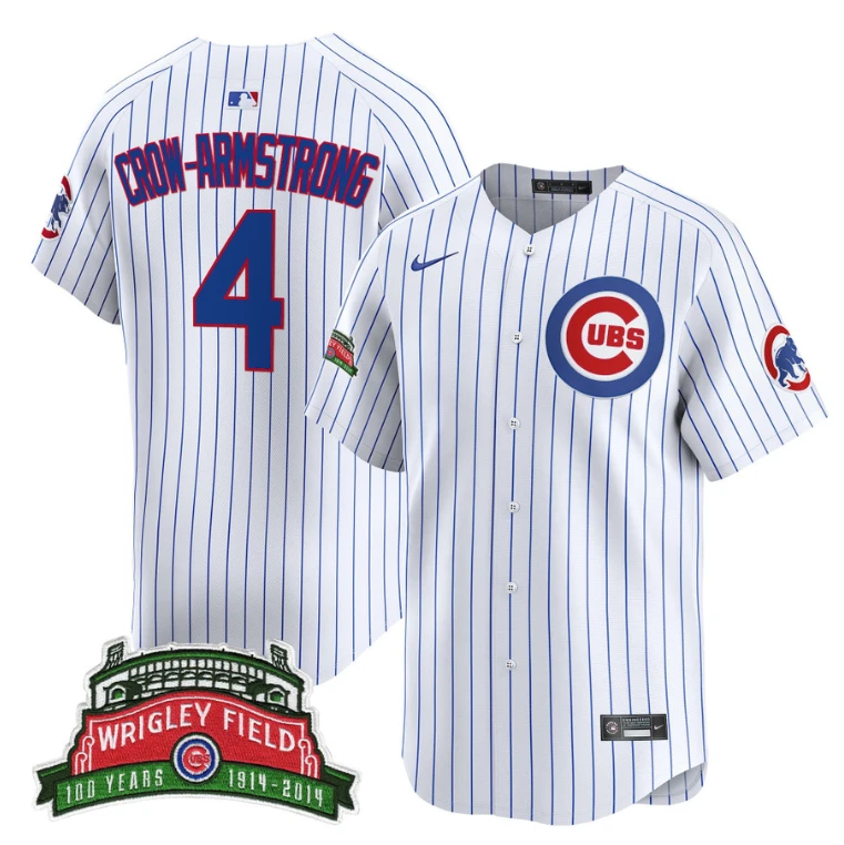 Pete Crow-Armstrong Jersey #4 Chicago Cubs Wrigley Field Style Premier Limited Stitched Pinstripe by My Store