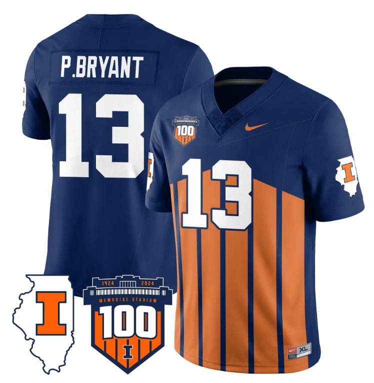 Pat Bryant Jersey #13 Illinois Fighting Vapor Limited College Football Stitched Throwback by My Store