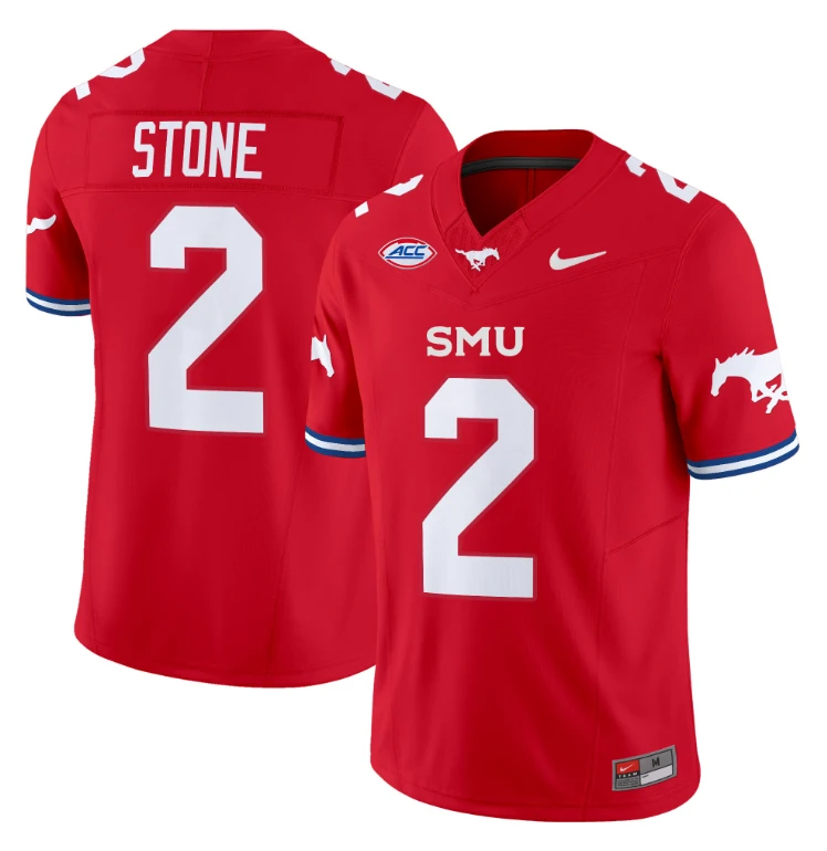 Preston Stone Jersey #2 SMU Mustangs Icy College Football Vapor Limited Red by My Store