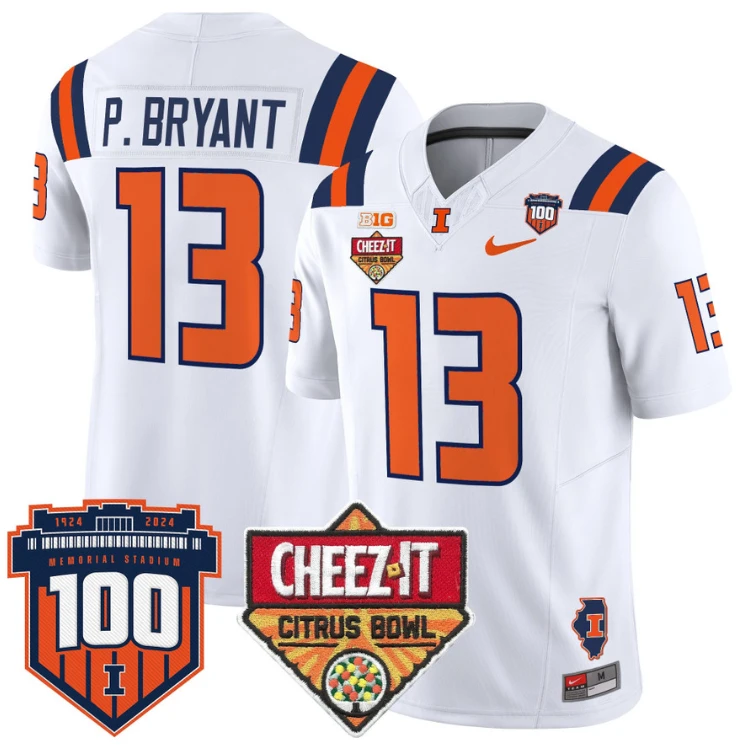 Pat Bryant Jersey #13 Illinois Fighting 2025 Cheez-It Citrus Bowl White by My Store