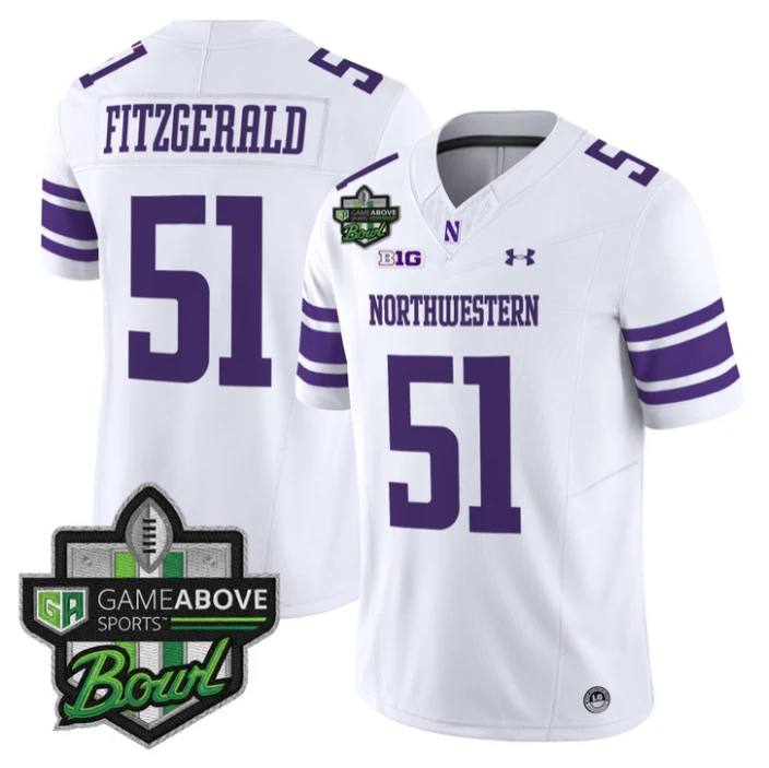 Pat Fitzgerald Jersey #51 Northwestern Wildcats 2025 GameAbove Sports Bowl by My Store NCAA Football Jerseys