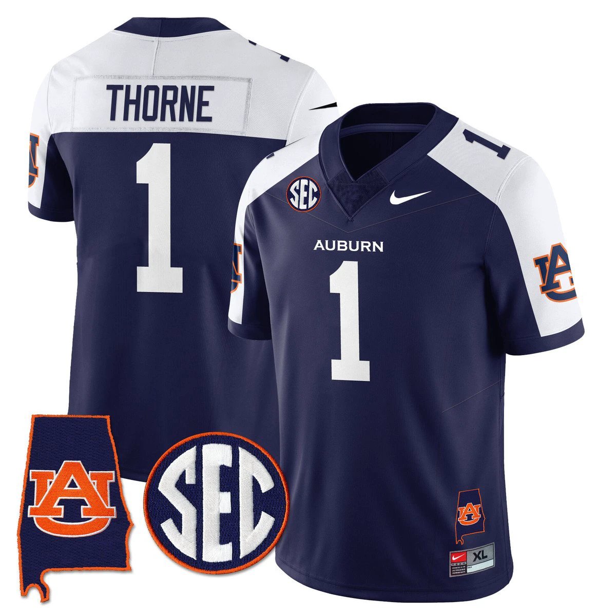 Payton Thorne Jersey #1 Auburn Tigers Alabama Patch Vapor Stitched Navy Alter by My Store NCAA Football Jerseys