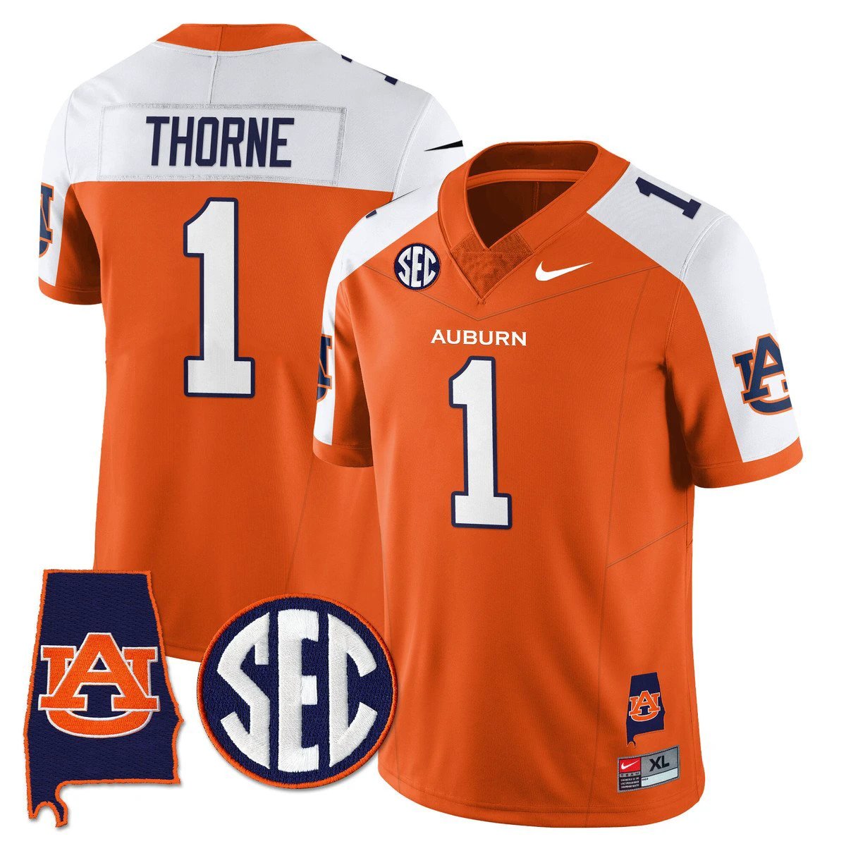 Payton Thorne Jersey #1 Auburn Tigers Alabama Patch Vapor Stitched Orange Alter by My Store NCAA Football Jerseys