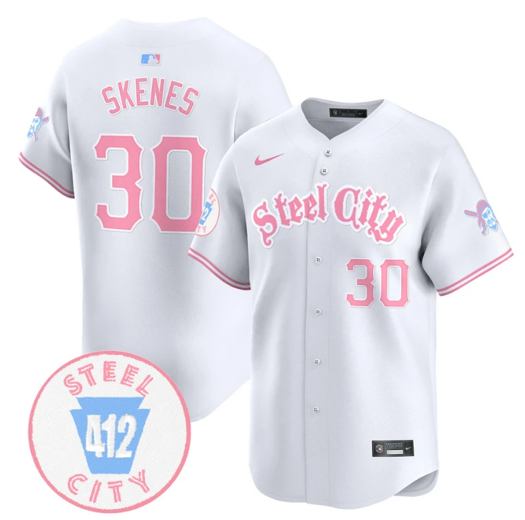 Paul Skenes Jersey #30 Pittsburgh Pirates Bubblegum Pink Vapor Premier Limited Stitched White by My Store