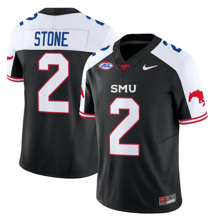 Preston Stone Jersey #2 SMU Mustangs Icy College Football Vapor Limited Black Alternate by My Store