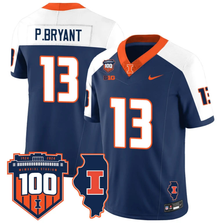 Pat Bryant Jersey #13 Illinois Fighting Vapor Limited College Football Stitched Navy Alternate by My Store