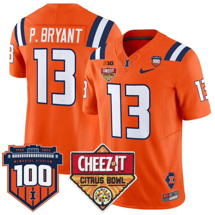 Pat Bryant Jersey #13 Illinois Fighting 2025 Cheez-It Citrus Bowl Orange by My Store