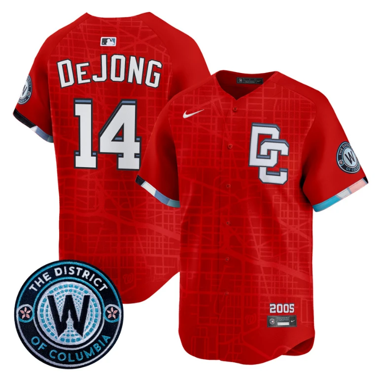 Paul DeJong Jersey #14 Washington Nationals 2025 City Connect Premier Limited Stitched Red by My Store