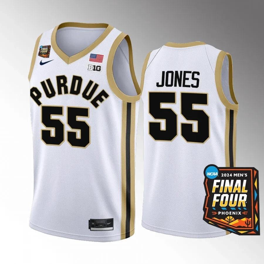 Purdue Boilermakers #55 Lance Jones Jersey 2024 NCAA March Madness Final Four White by My store basketball