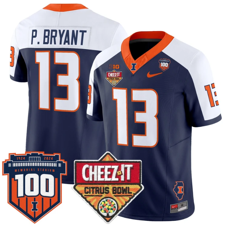Pat Bryant Jersey #13 Illinois Fighting 2025 Cheez-It Citrus Bowl Navy Alternate by My Store