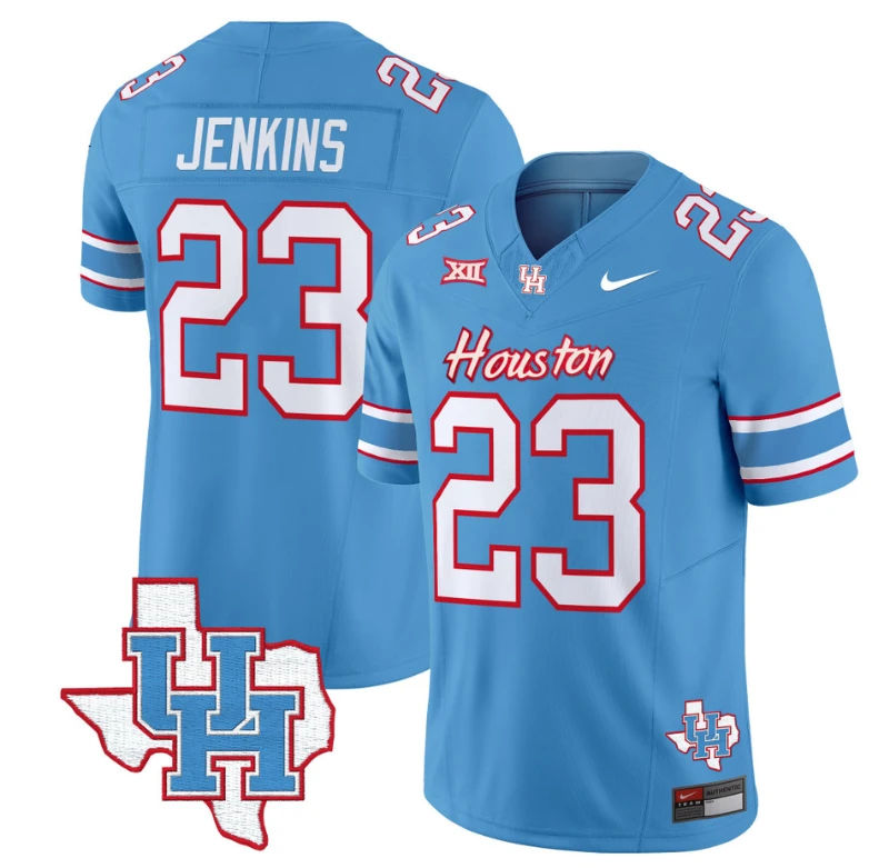 Parker Jenkins Jersey #23 Houston Cougars Oilers Inspired Vapor College Football Limited Stitched Blue by My Store