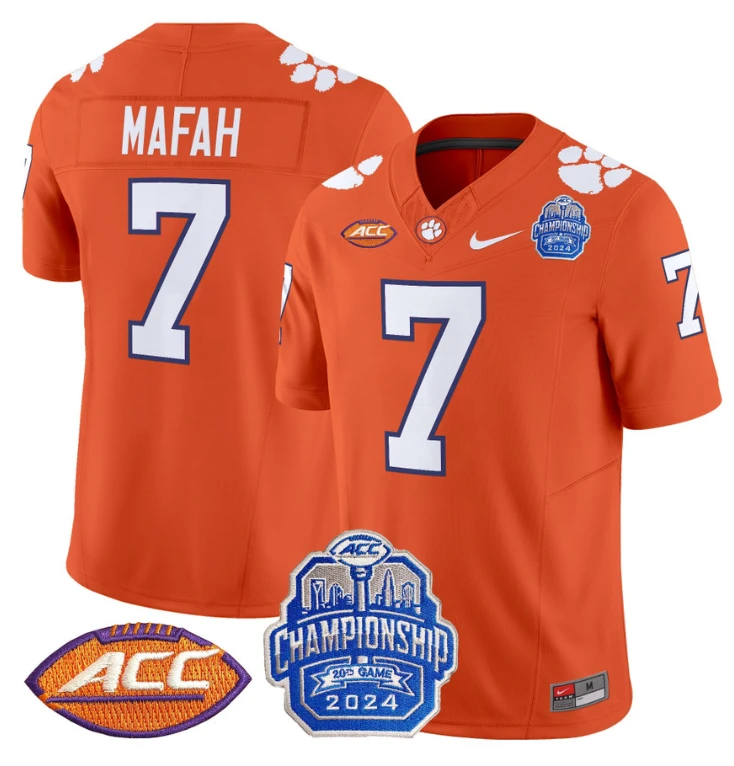 Phil Mafah Jersey #7 Clemson Tigers 2024 ACC Championship Patch Orange by My Store