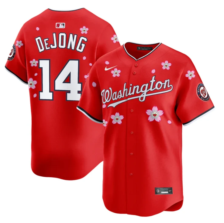 Paul DeJong Jersey #14 Washington Nationals Cherry Blossom Vapor Premier Limited Stitched Red by My Store