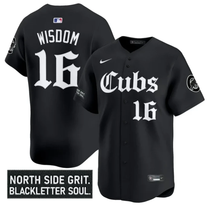 Patrick Wisdom Jersey #16 Chicago Cubs Gothic North Side Edition Vapor Limited Stitched Black by My Store