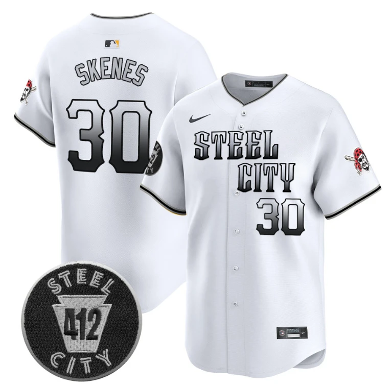 Paul Skenes Jersey #30 Pittsburgh Pirates 412 Patch Vapor Premier Limited V8 Stitched White by My Store