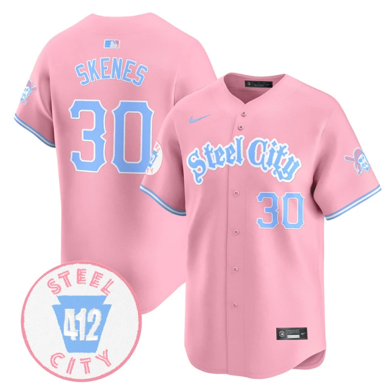 Paul Skenes Jersey #30 Pittsburgh Pirates Bubblegum Pink Vapor Premier Limited Stitched Pink by My Store