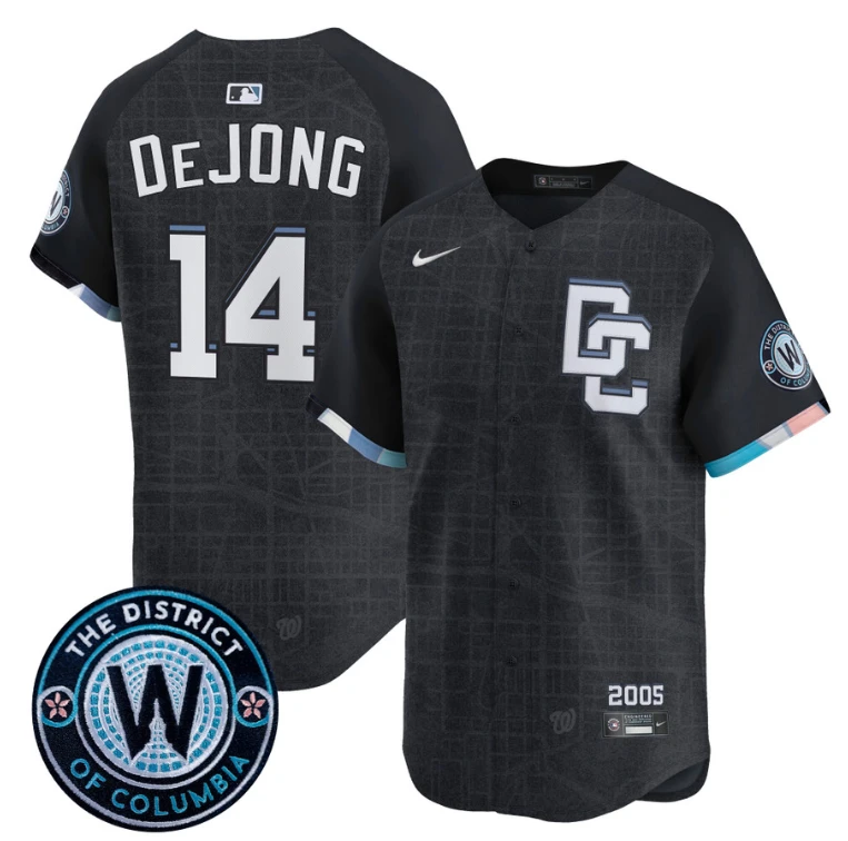Paul DeJong Jersey #14 Washington Nationals 2025 City Connect Premier Limited Stitched Navy by My Store