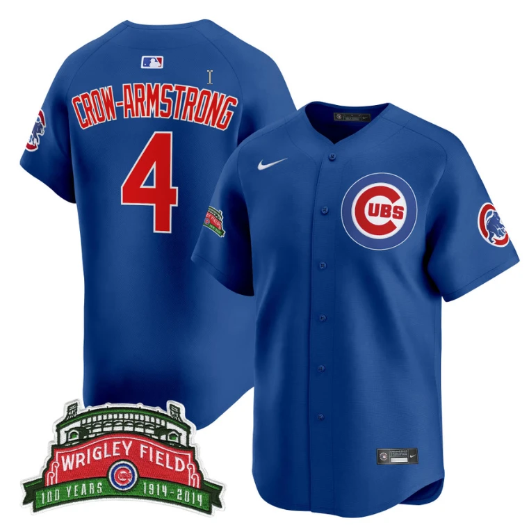 Pete Crow-Armstrong Jersey #4 Chicago Cubs Wrigley Field Style Premier Limited Stitched Royal by My Store