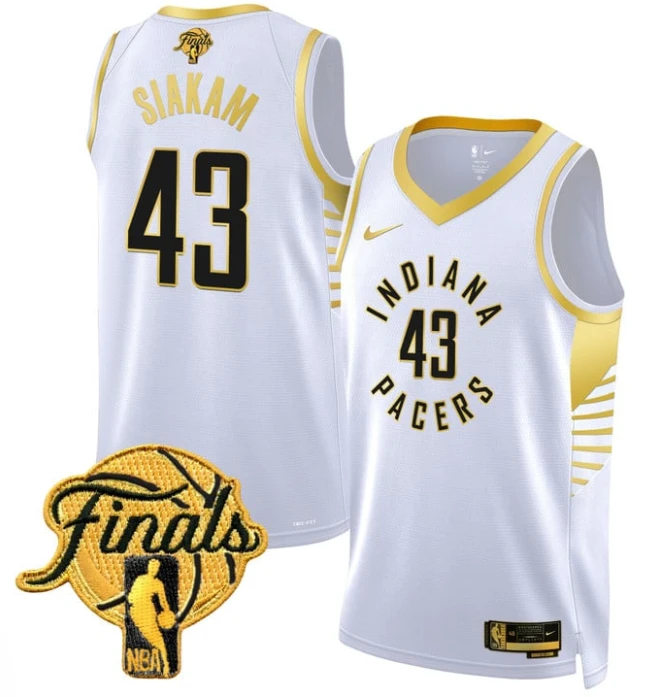Pascal Siakam Jersey #43 Indiana Pacers 2025 Finals Swingman Stitched White Gold by My store basketball