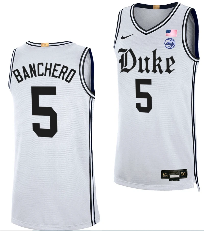 Paolo Banchero Jersey #5 Duke Blue Devils College Basketball White by My store basketball