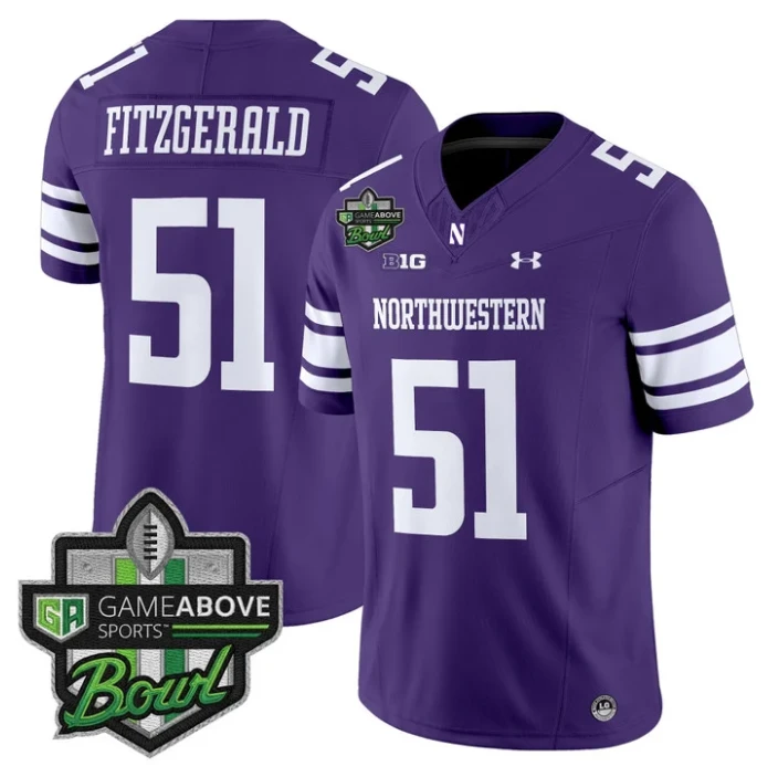 Pat Fitzgerald Jersey #51 Northwestern Wildcats 2025 GameAbove Sports Bowl by My Store NCAA Football Jerseys