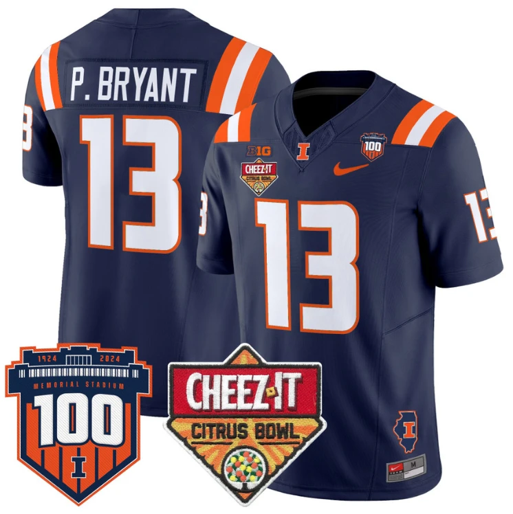 Pat Bryant Jersey #13 Illinois Fighting 2025 Cheez-It Citrus Bowl Navy by My Store