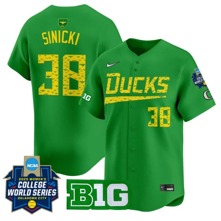 Paige Sinicki Jersey #38 Oregon Ducks Softball 2025 World Series Stitched Green by My Store
