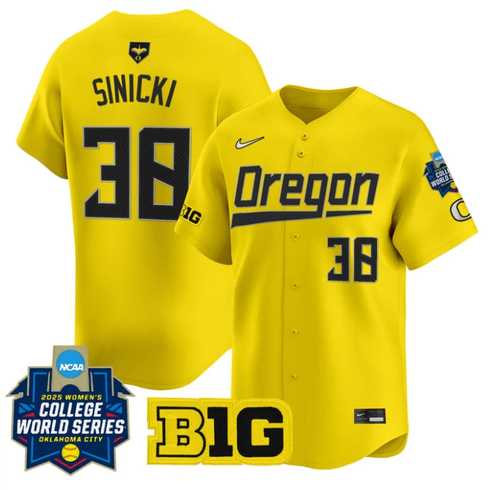 Paige Sinicki Jersey #38 Oregon Ducks Softball 2025 World Series Stitched Yellow by My Store