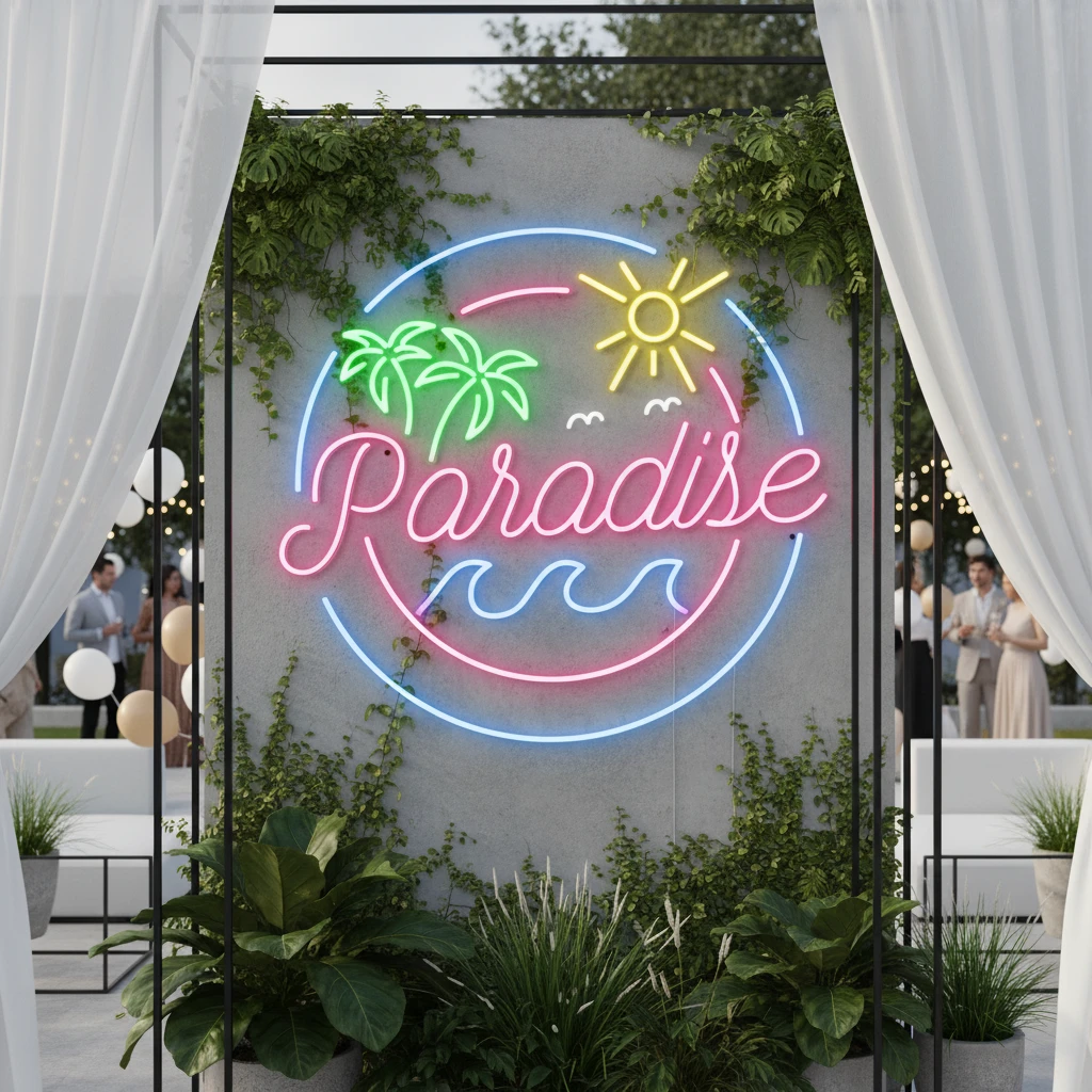 Paradise Beach Led Sign Custom Summer Party Decor Sign by Neonchics