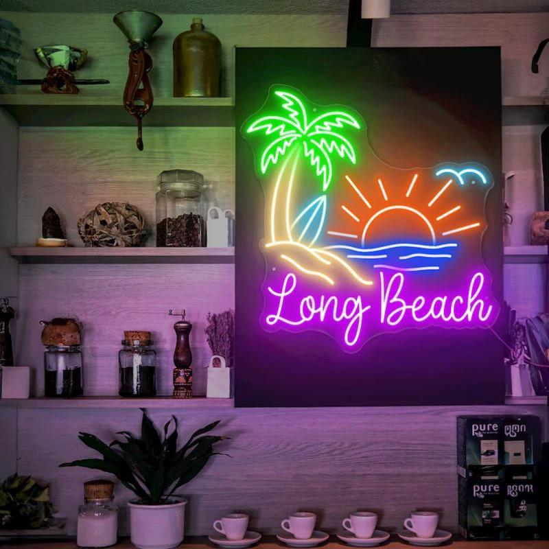 Paradise Palm Tree Beach Neon Light Summer Neon Sign Art by Neonchics
