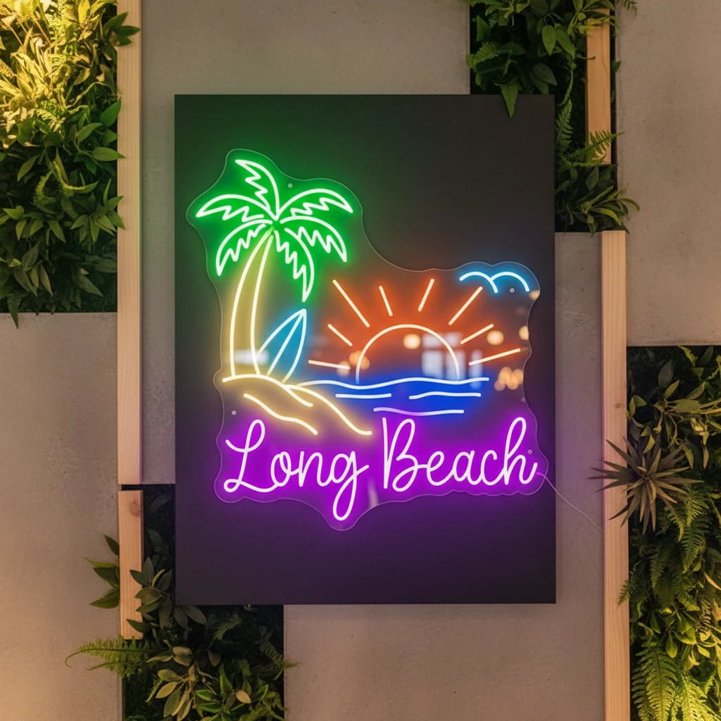 Paradise Palm Tree Beach Neon Light Summer Neon Sign Art by Neonchics