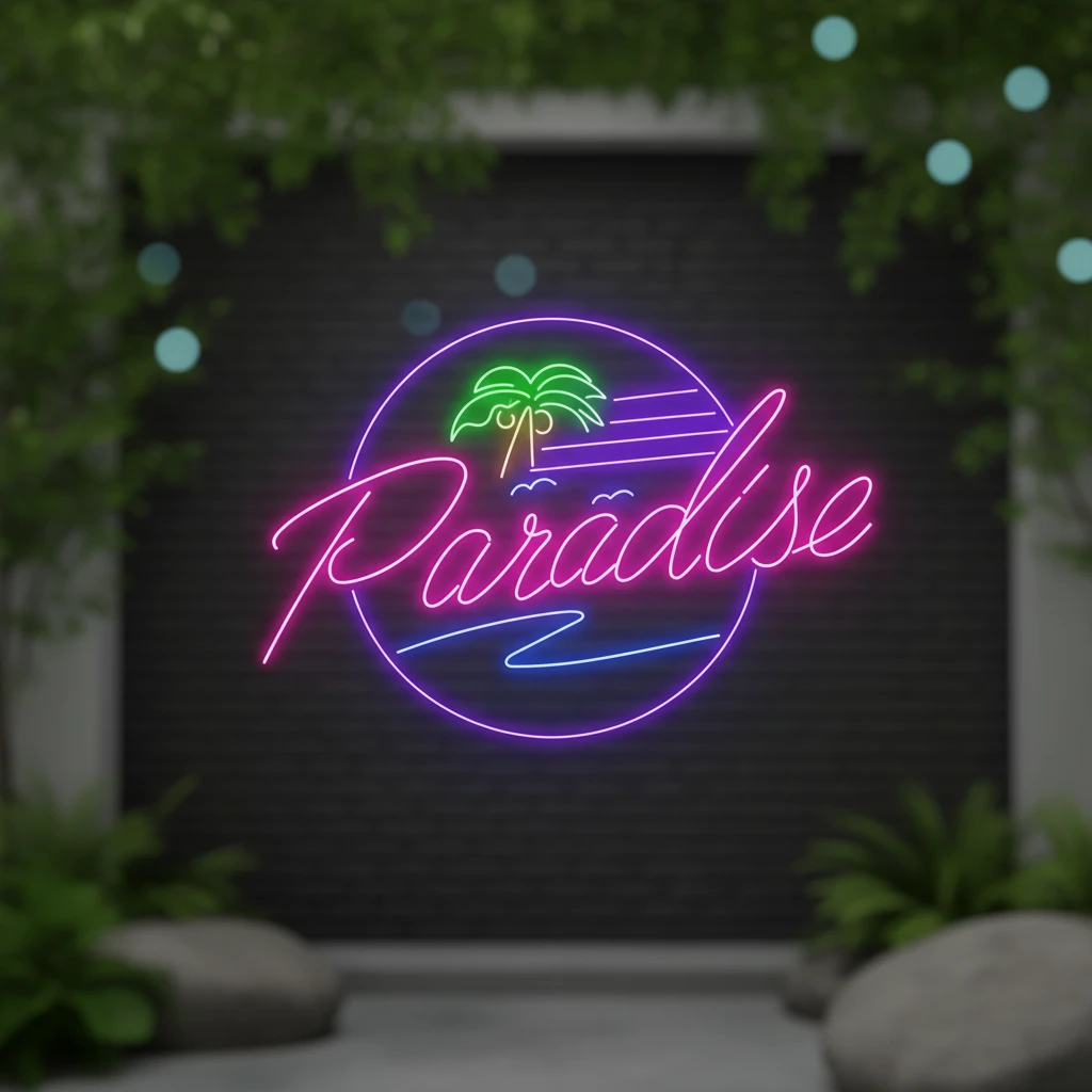 Paradise Palm Tree Neon Sign Custom Led Neon Sign by Neonchics