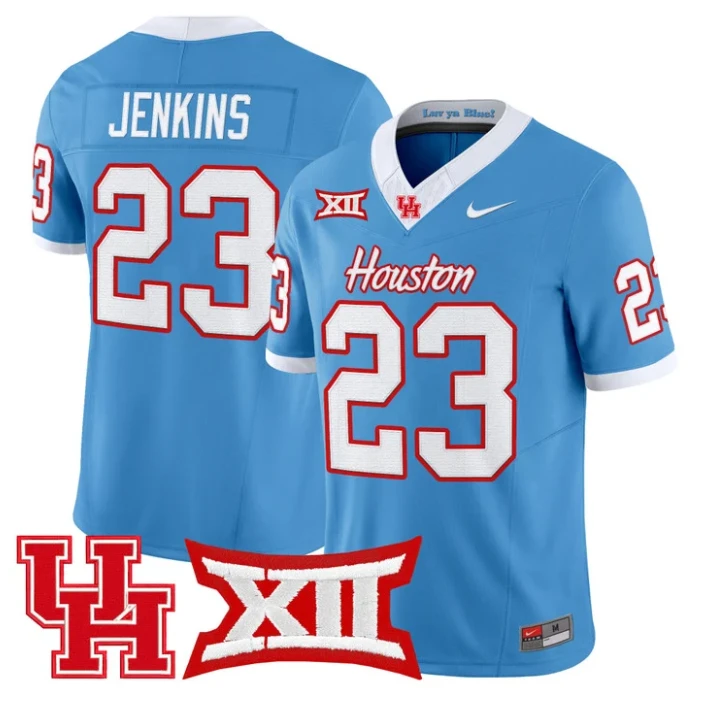 Parker Jenkins Jersey #23 Houston Cougars 2025 Vapor Limited Stitched Light Blue by NCAA Football Jersey