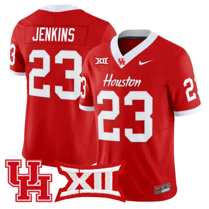 Parker Jenkins Jersey #23 Houston Cougars 2025 Vapor Limited Stitched Red by NCAA Football Jersey