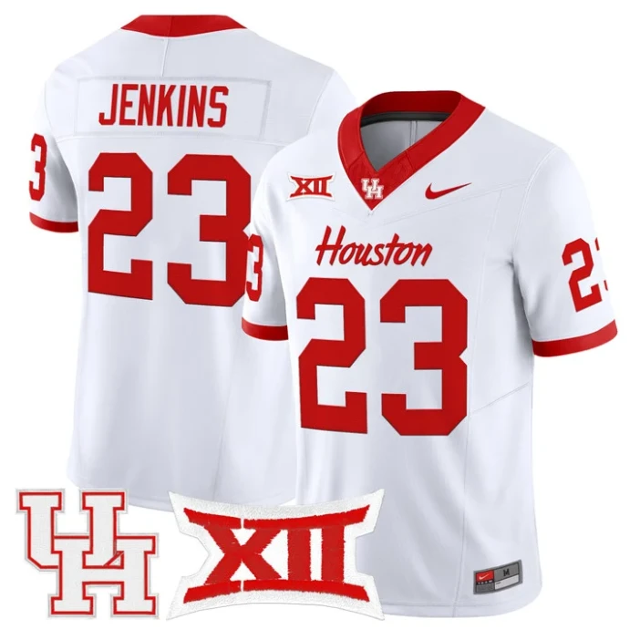 Parker Jenkins Jersey #23 Houston Cougars 2025 Vapor Limited Stitched White by NCAA Football Jersey