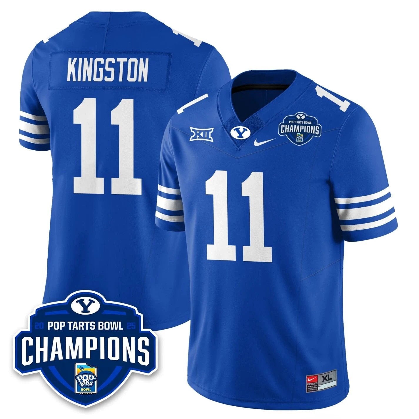 Parker Kingston Jersey #11 BYU Cougars 2025 Pop-Tarts Bowl Champions by My Store NCAA Football Jerseys