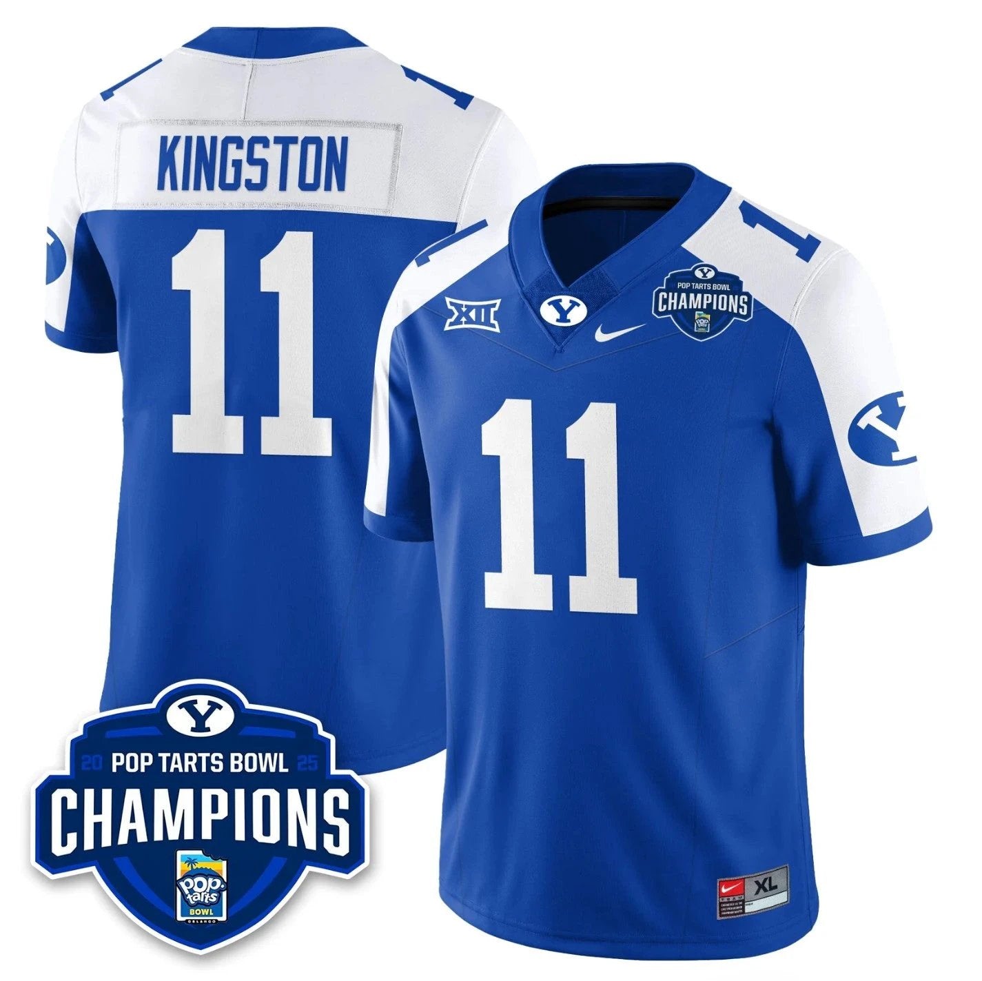 Parker Kingston Jersey #11 BYU Cougars 2025 Pop-Tarts Bowl Champions by My Store NCAA Football Jerseys