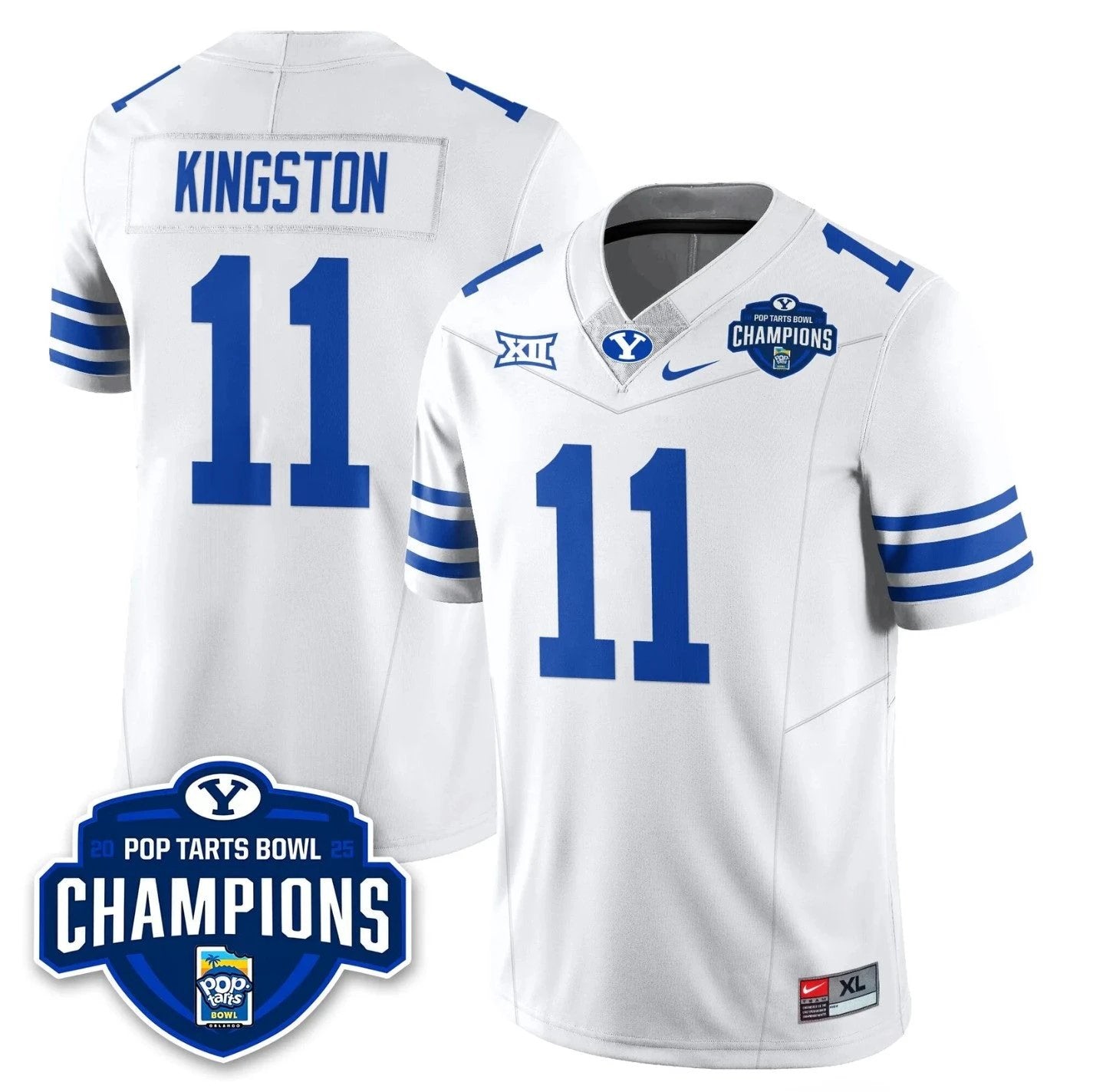 Parker Kingston Jersey #11 BYU Cougars 2025 Pop-Tarts Bowl Champions by My Store NCAA Football Jerseys